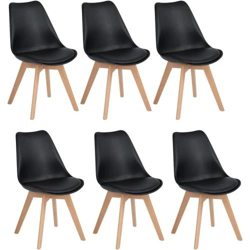 Chaises Scandinaves Rembourrées H.J Wedoo, Noir, Lot 6 - Vue principale
