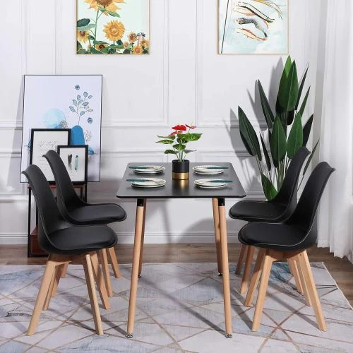 Zoom sur Chaises Scandinaves Rembourrées H.J Wedoo, Noir, Lot 6