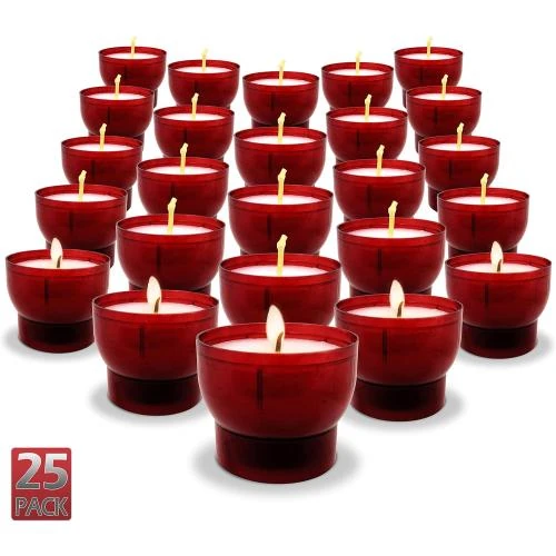 Détail de Bougies Chauffe Plat Vrac, Gobelet Plastique Rouge, 25 Unités