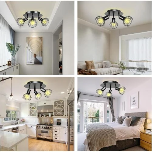 Détail de Plafonnier LED 3 Spots Orientables Ntrjtrss, Luminaire Intérieur
