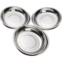 Assiettes service acier inoxydable, lot 6, rondes