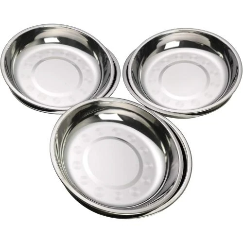 Assiettes service acier inoxydable, lot 6, rondes - Vue principale