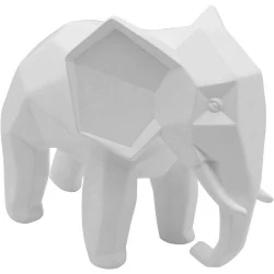 Sculpture éléphant géométrique moderne HOWFIELD, résine blanche