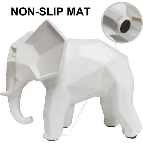 Zoom sur Sculpture éléphant géométrique moderne HOWFIELD, résine blanche