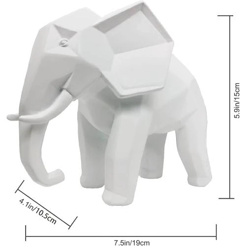 Détail de Sculpture éléphant géométrique moderne HOWFIELD, résine blanche