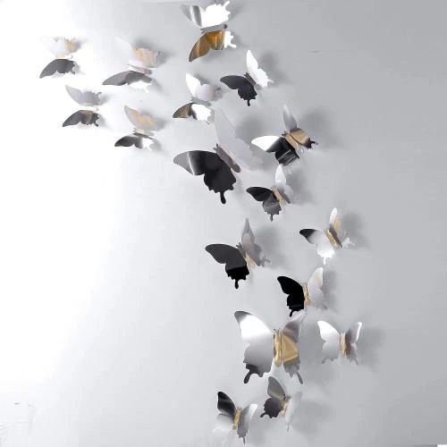 LULJY 60 Stickers Miroir Papillon 3D Décoration Murale - Vue principale