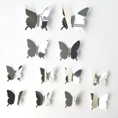 Zoom sur LULJY 60 Stickers Miroir Papillon 3D Décoration Murale