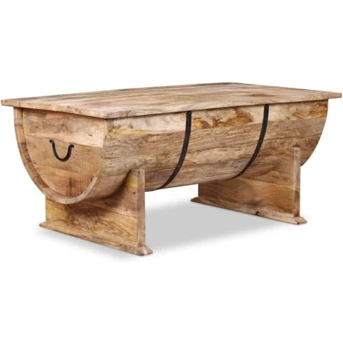 Zoom sur Table Basse Bois de Manguier Massif, Design Élégant, Salon