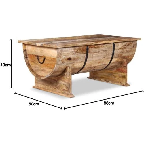 Détail de Table Basse Bois de Manguier Massif, Design Élégant, Salon