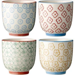 Tasses Emma Bloomingville, Lot de 4, Céramique Colorée