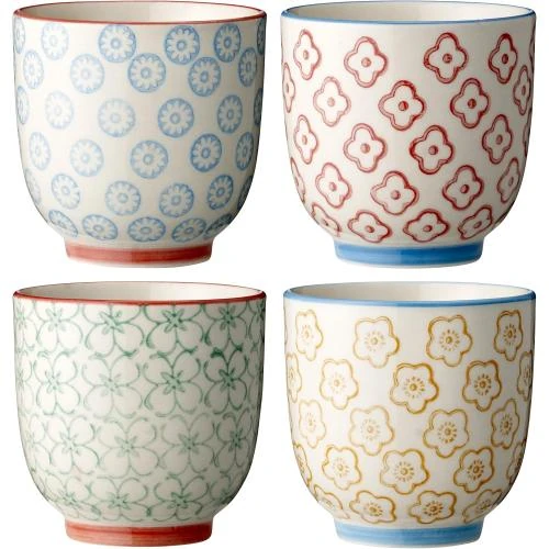 Tasses Emma Bloomingville, Lot de 4, Céramique Colorée - Vue principale