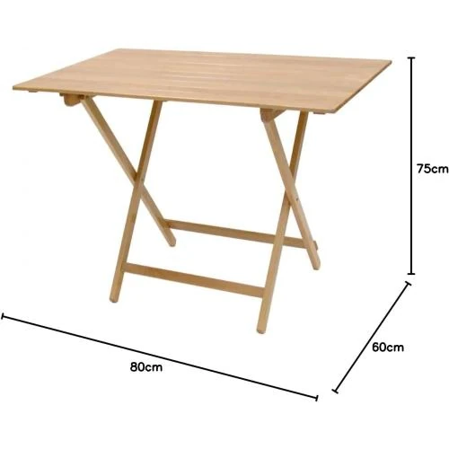 Détail de Table pliante bois naturel, brasserie, camping, jardin