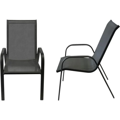 Zoom sur Chaises Marbella Happy Garden, Textilène Gris, Aluminium Anthracite