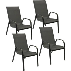 Chaises Marbella Happy Garden, Textilène Gris, Aluminium Anthracite