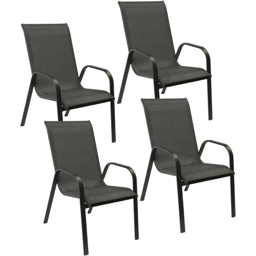 Chaises Marbella Happy Garden, Textilène Gris, Aluminium Anthracite - Vue principale