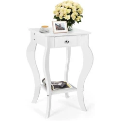 Table d'appoint Giantex, Bois Blanc, Tiroir, Étagère