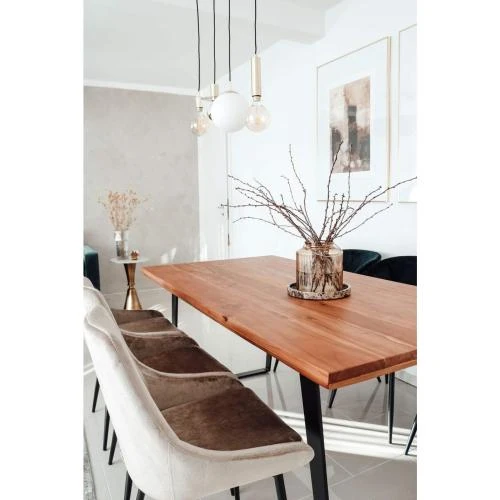 Détail de Chaise Salle à Manger Rembourrée Velours Beige Champagne