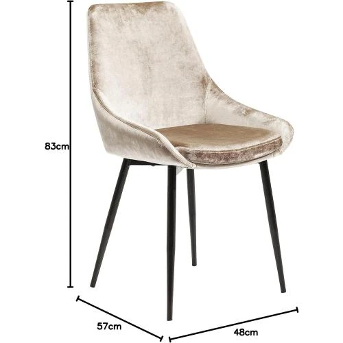 Zoom sur Chaise Salle à Manger Rembourrée Velours Beige Champagne