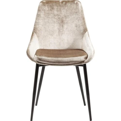 Chaise Salle à Manger Rembourrée Velours Beige Champagne - Vue principale