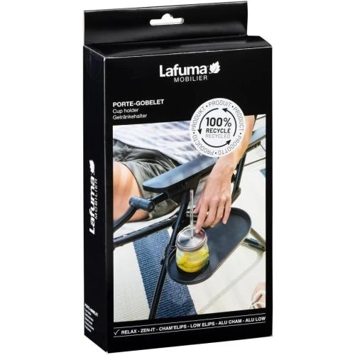 Détail de Porte Gobelet Lafuma Mobilier Fauteuil Relax Aluminium Noir