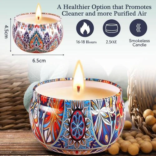 Zoom sur BEYAOBN Bougies Parfumées Cire Soja, Cadeau Aromathérapie