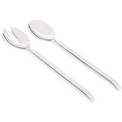 Couverts à salade Alessi 4180, acier inoxydable brillant, manche satiné en situation