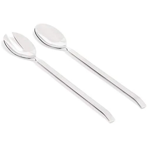 Détail de Couverts à salade Alessi 4180, acier inoxydable brillant, manche satiné