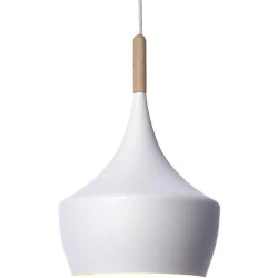 LUSSIOL Luminaire Olga, suspension métal bois, blanc naturel