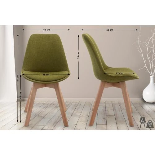 Détail de Chaise Retro Design Borneo V2 CLP, Ergonomique, Vert