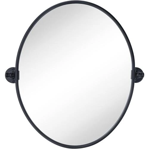 Miroir salle de bain ovale noir pivotant TEHOME - Vue principale