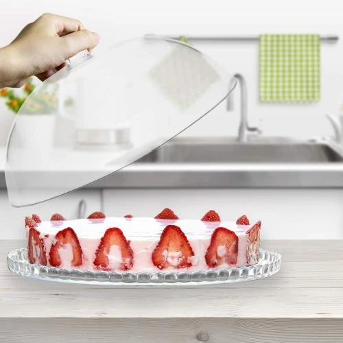 Détail de Assiette à gâteau en verre, dôme en verre, Varotto
