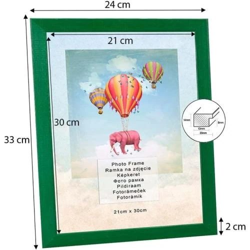 Zoom sur Cadre Photo Plexiglas Vert, 8 Couleurs, Design Moderne