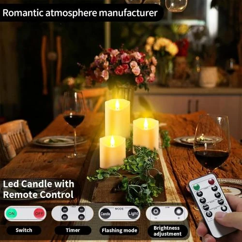 Détail de Bougies LED Daphomeu, Flamme Vacillante, Minuterie, Piles