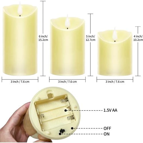 Zoom sur Bougies LED Daphomeu, Flamme Vacillante, Minuterie, Piles