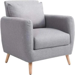 Fauteuil Confortable Tilgard en Tissu avec Pieds en Bois