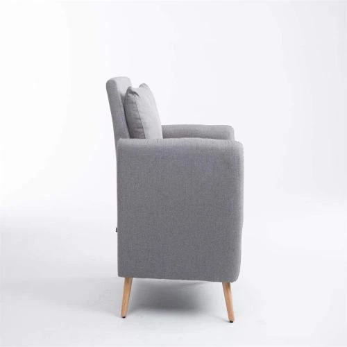Zoom sur Fauteuil Confortable Tilgard en Tissu avec Pieds en Bois