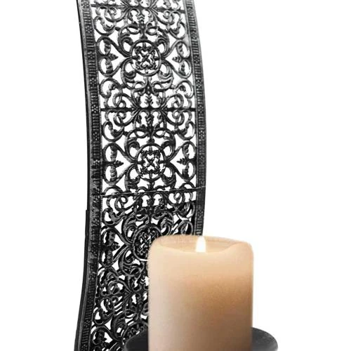 Détail de Bougeoirs décoratifs métal argenté, lot de 2 unités