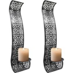 Bougeoirs décoratifs métal argenté, lot de 2 unités