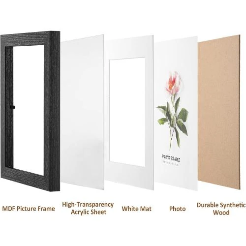 Détail de Cadres photo Funtopia, lot de 4, noir, blanc, gris, chêne