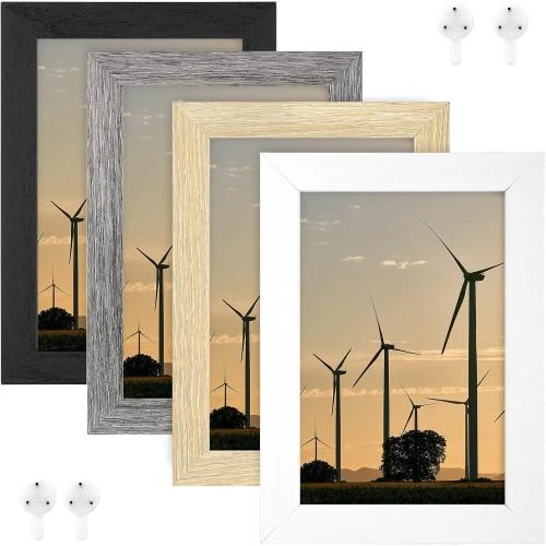Cadres photo Funtopia, lot de 4, noir, blanc, gris, chêne - Vue principale