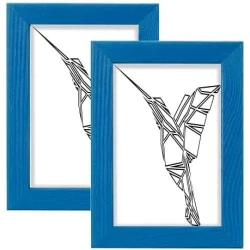 Cadres photo bois bleu, lot de 2, plexiglas