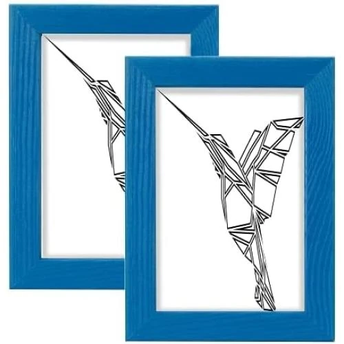 Cadres photo bois bleu, lot de 2, plexiglas - Vue principale