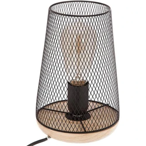 Lampe Atmosphera Zely 34, noire, métal, bois - Vue principale