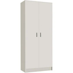 Armoire rangement nettoyage 2 portes melamine blanc PEGANE