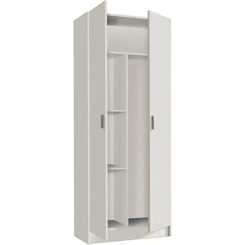 Détail de Armoire rangement nettoyage 2 portes melamine blanc PEGANE
