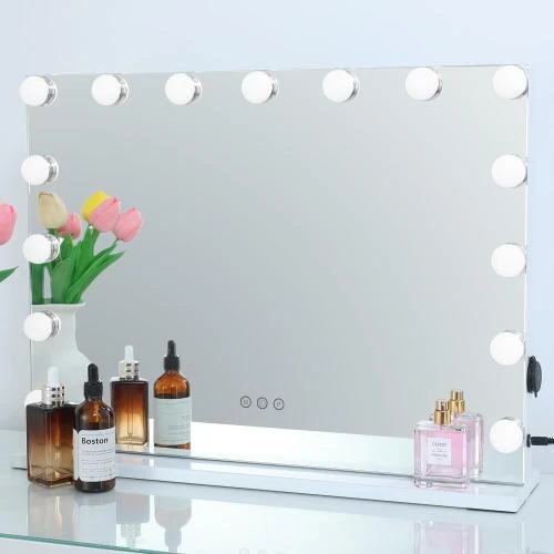 Miroir maquillage Hollywood, 15 ampoules LED, USB - Vue principale