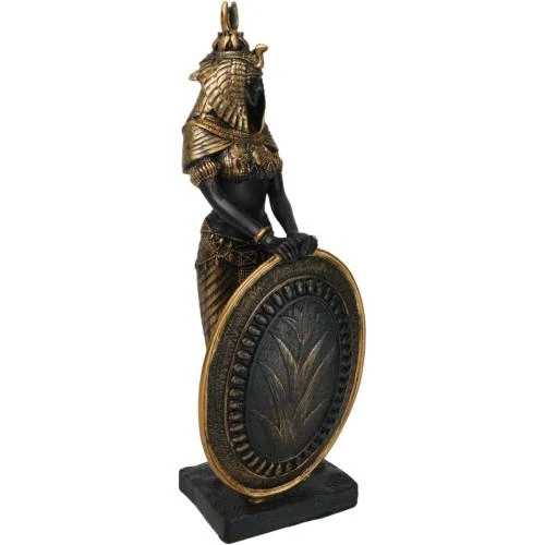 Zoom sur Statue Isis Bouclier, Ebros Gift, Résine Bronze, Décor