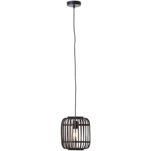 Présentation de Suspension Rotin Moderne Boho, Lampe Suspendue Douille E27, Marron Clair Noir en situation