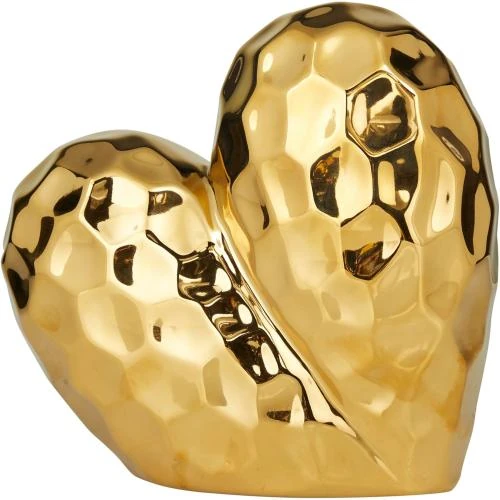 Zoom sur Sculpture décorative cœur porcelaine, Deco 79, doré