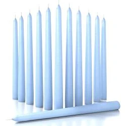 Bougies coniques 12 pièces, sans goutte, bleu clair